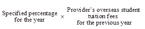 Specified percentage for the year multiply provider's overseas student tuition fees for the year